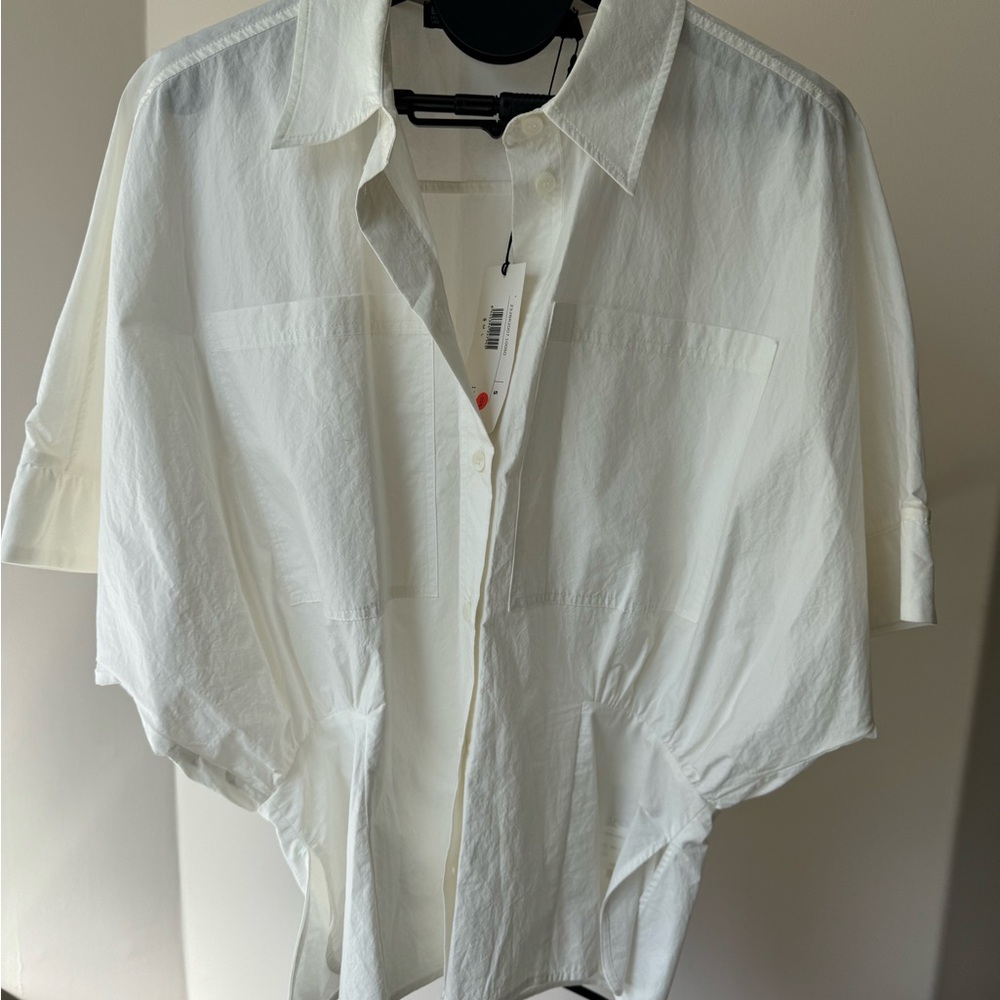 NWT. BIMBAY LOLA White Button-Up Blouse